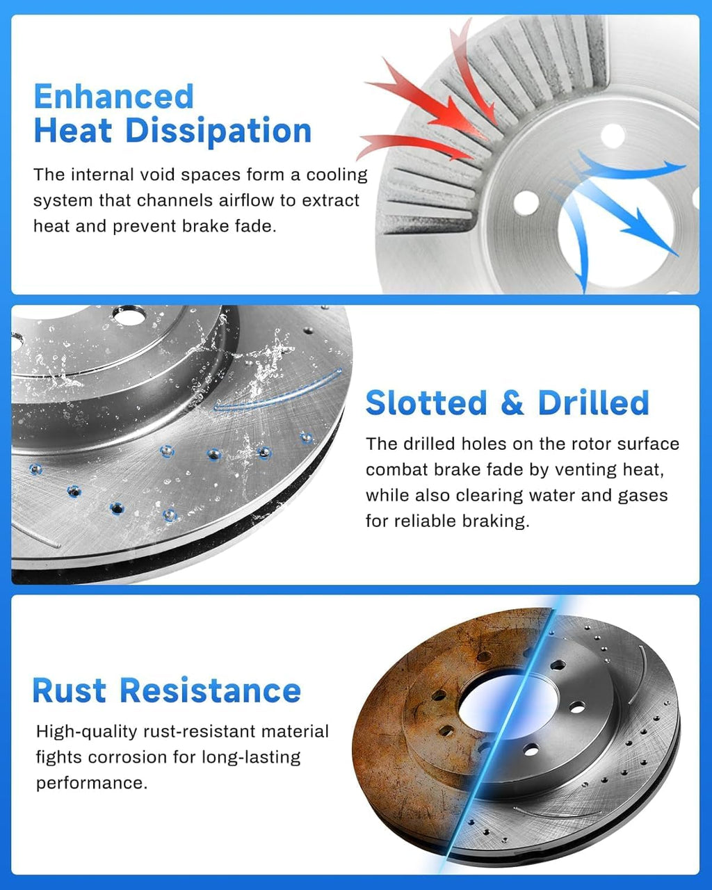 Anpulsero Rear Brake Pads and Rotors Kit Compatible with 2002 2003 2004 2005 2006 Chevy Tahoe, Avalanche 1500, Automotive Replacement Brake Kits 55067 D974A-7881 Brake Kit Brakes and Rotors