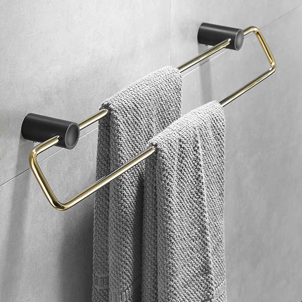 LSLYTQ Black Gold Towel Rack Rail Bar, Bathroom Hardware Set, Wall Mounted Bathroom Towel Shelf