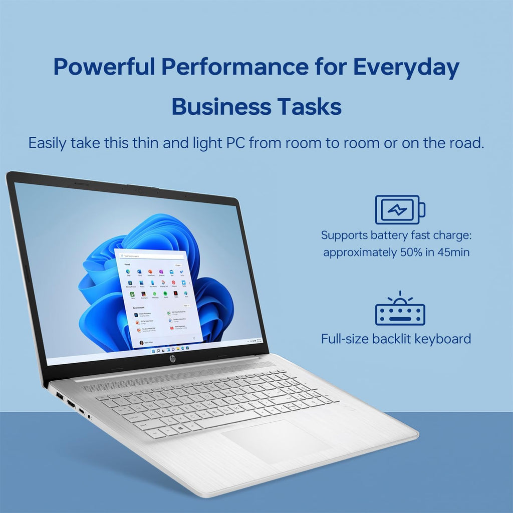HP Essential 17t Business Laptop, 17.3' HD+ Touchscreen Display, Intel Core i7-1355U (> R5 7430U) High-Performance Tier Processor, 16GB RAM, 2TB SSD, HDMI, Fingerprint Reader, Wi-Fi 6, Windows 11 Home