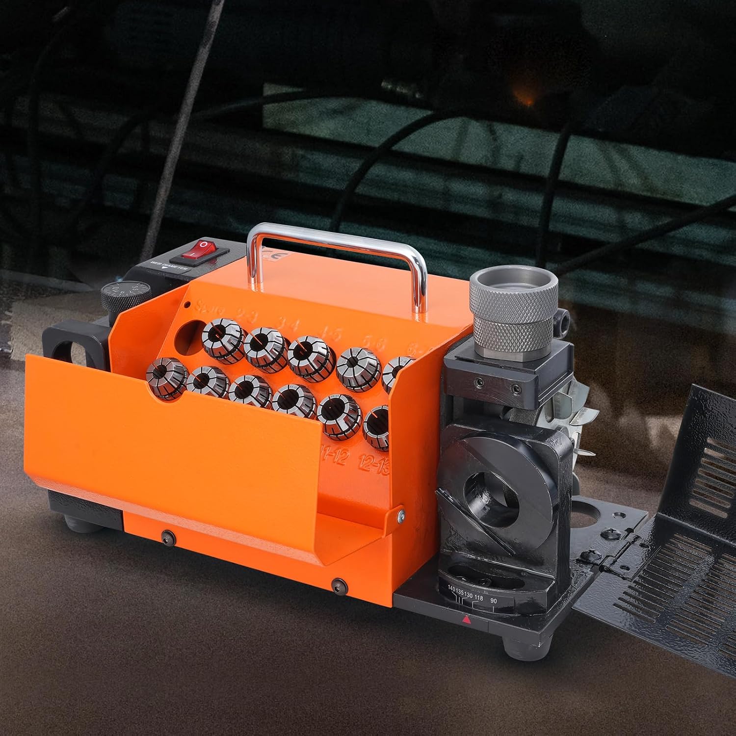 VEVOR Drill Bits Sharpener, 3-13mm Drill Bits Grinder Sharpener, Lip Relief Angle & 95°-135° Point Angle Adjustable Drill Bit Re-Sharpener, Portable Sharpening Machine with 11 Collets, CBN & SDC Wheel