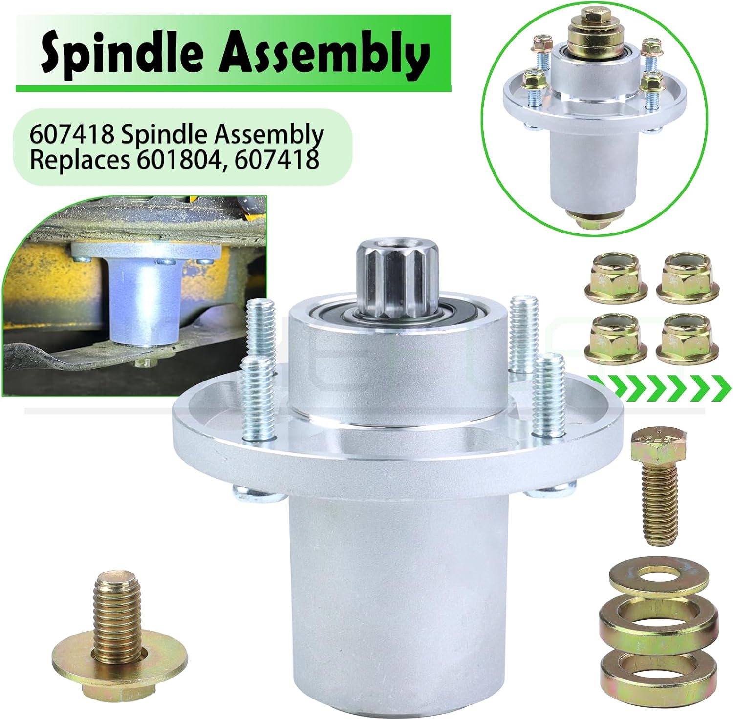 3 Pack 601804 Spindle Assembly with 604704 Spindle Pulley 604711 Belt (5/8x154) Replaces 607418 Spindle Assembly for Huster Raptor SD 60, Raptor 60, SD 60, Hustler XD 60, 932541 Decks