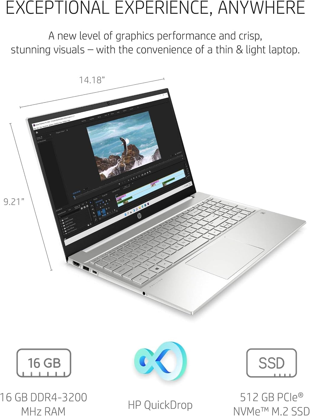 HP Pavilion 15 Laptop, 11th Gen Intel Core i7-1165G7 Processor, 16 GB RAM, 512 GB SSD Storage, Full HD IPS Micro-Edge Display, Windows 11 Pro, Compact Design, Long Battery Life (15-eg0025nr, 2021)