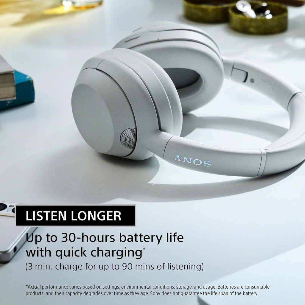 Sony ULT WEAR Noise Canceling Wireless Headphones with Alexa Built-in, Massive Bass Comfortable Design, Black WHULT900N/B Bundle with Pro Audio Headphone Stand + Microfiber Cloth