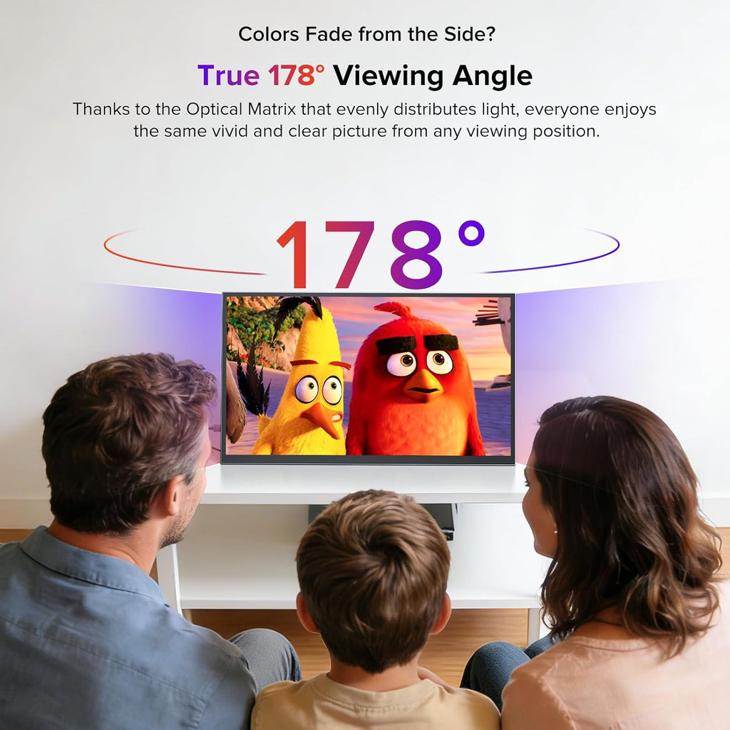 UPERFECT 18.5' Portable Monitor, NxtLED™ Eye Care Display, 120Hz FHD 1080P, 145% sRGB, Anti-Glare Matte Screen, Flicker-Free Low Blue Light, with Stand & VESA for Laptop, PC, Mac, Phone & Game Console