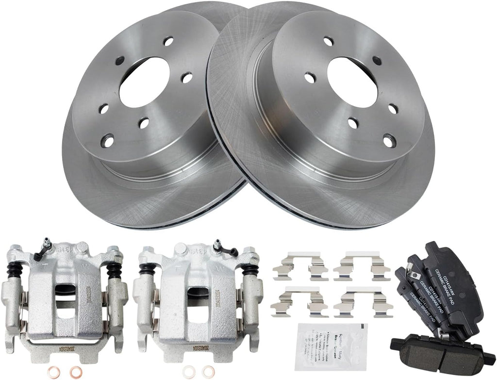 TRQ Rear Brake Pad & Rotor Kit Compatible with 2011-2017 INFINITI 2009-2017 Nissan