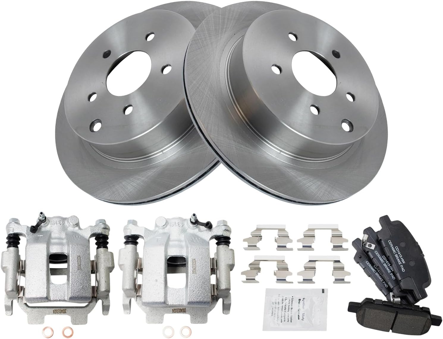TRQ Rear Brake Pad & Rotor Kit Compatible with 2011-2017 INFINITI 2009-2017 Nissan