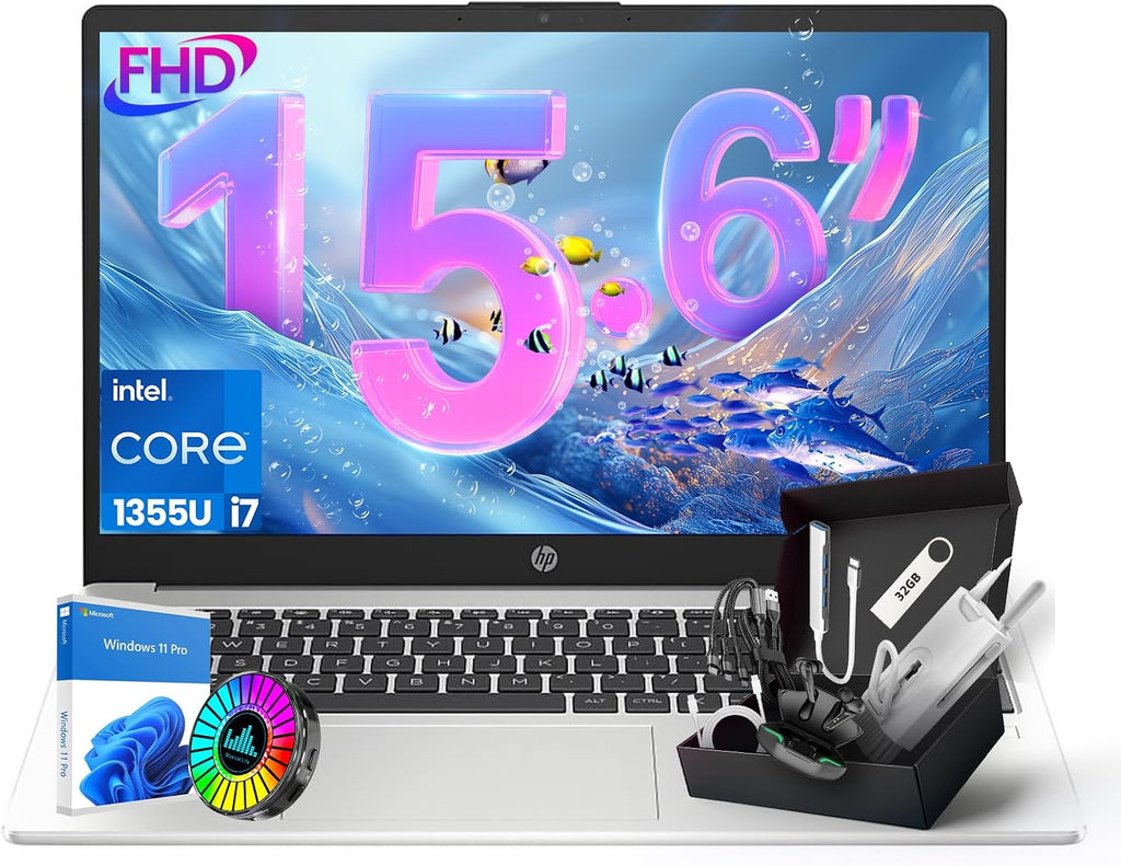 HP 2025 Updated 15.6' 250 G10 FHD Business Laptop, Intel Core i7-1355U (64GB RAM | 2TB SSD), Numeric Keypad, Webcam, Windows 11 Pro, WiFi 6 & Bluetooth with SXK Accessory Kit