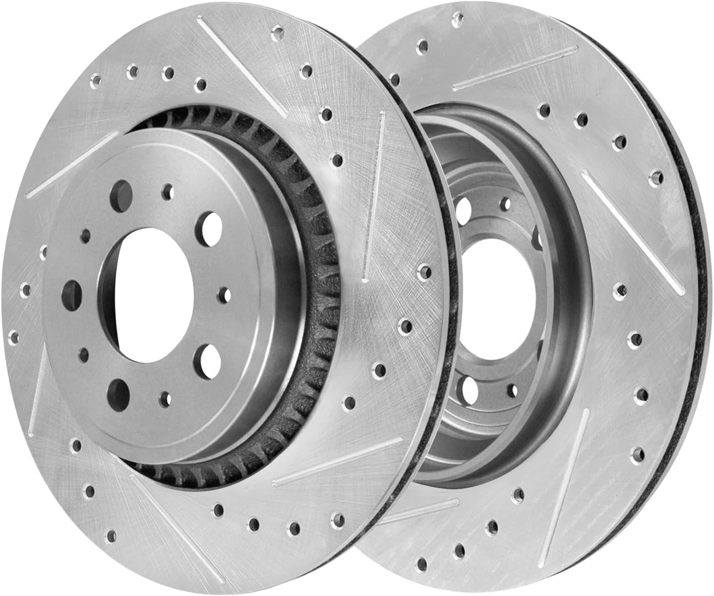 Detroit Axle - Front Brake Kit for 2003-2014 Volvo XC90 Drilled and Slotted Disc Brake Rotors Ceramic Brakes Pads 2004 2005 2006 2007 2008 2009 2010 2011 2012 2013 Replacement : 13.23' inch Rotor