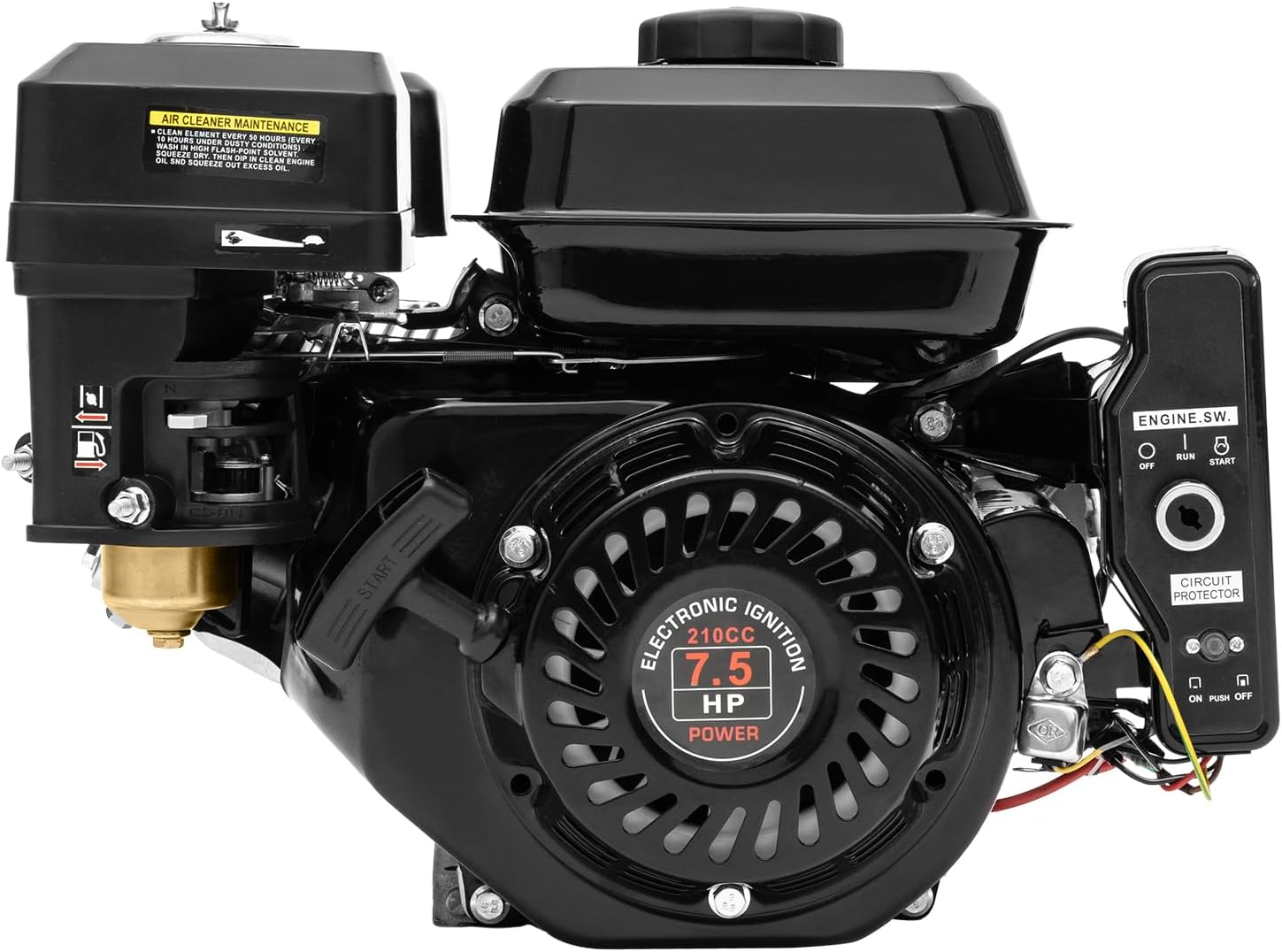 7.5HP Gasoline Engine, 7.5HP Go Kart Engine Motor 4-Stroke Gas Engine Motor 210CC Go Kart Gasoline Engine Motor Electric Hand Power Start Gas Powered Engine for Lawnmower Pump Generator Mower