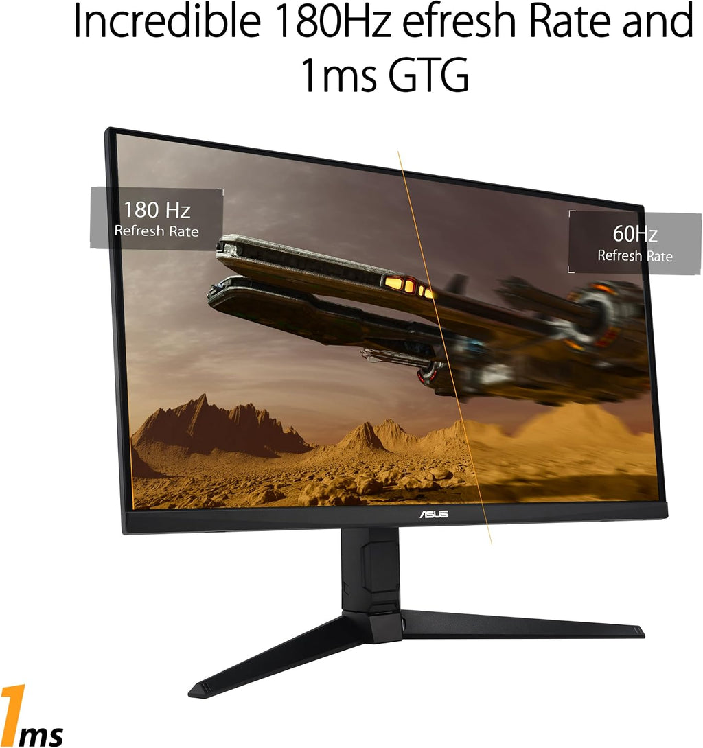 ASUS TUF Gaming 27' 1080P Monitor (VG279QL3A) - Full HD, 180Hz, 1ms, Fast IPS, Extreme Low Motion Blur, FreeSync Premium, G-SYNC Compatible, Speakers, DisplayPort, Height Adjustable, 3 Year Warranty