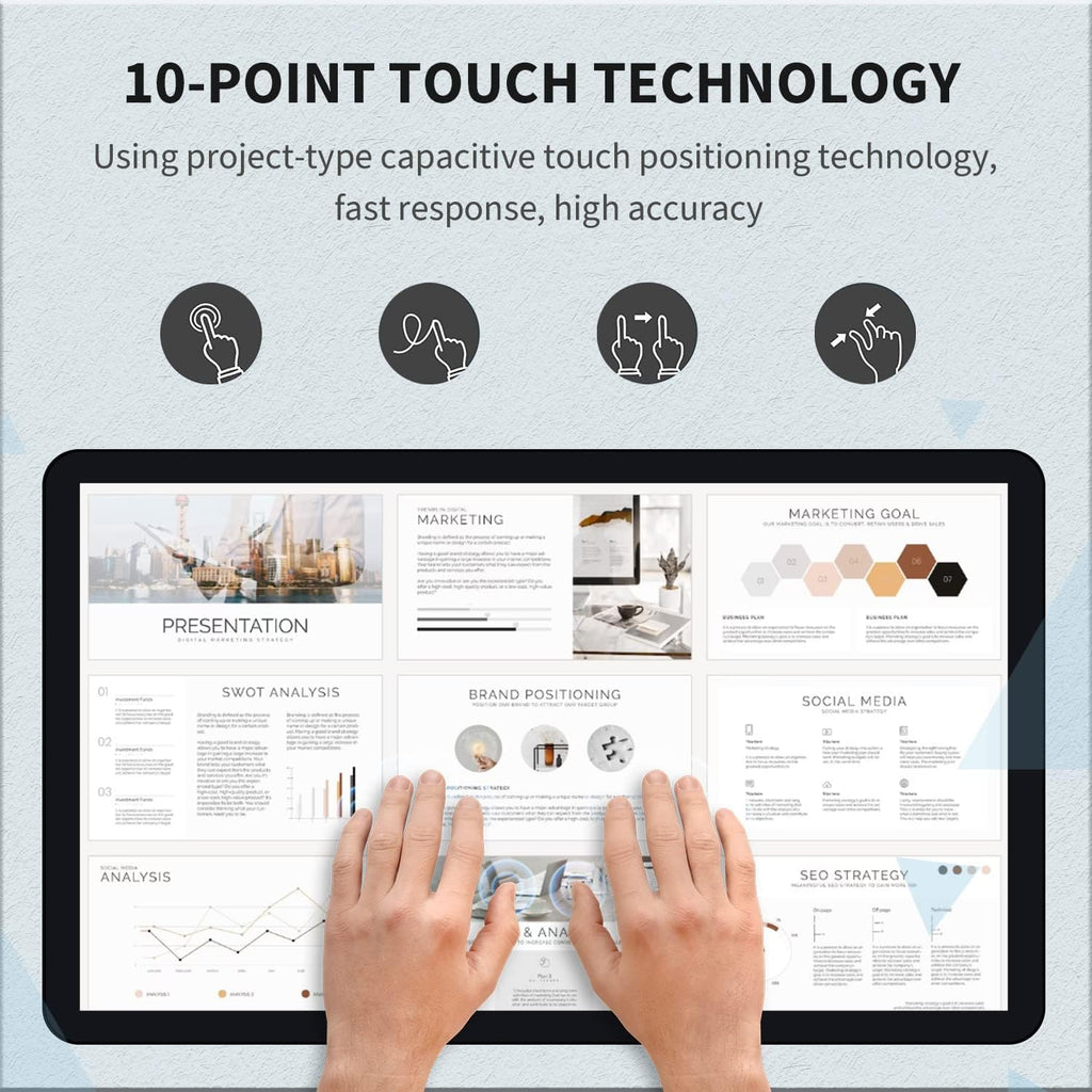 27 inch Capacitive Multi-Touch Screen Industrial Monitor, 16:9 Display 1920 x 1080P, Built-in Speakers, VGA, DVI & HDMI Monitor for PC, POS, Small Business, Restaurant