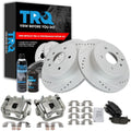 TRQ Rear Performance Brake Pad, Caliper, & Rotor Kit, with Chemical Kit Semi-Metallic Premium G-Coated Compatible with 2008-2013 Nissan Rogue 2014-2015 Rogue Select
