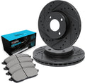 R1 Concepts Front Brake Kit Fits 2004-2012 Ford EcoSport; 2005-2009 Ford Fiesta| Ceramic Brake Pads and Drilled Slotted Brake Rotors| 10.2' Front