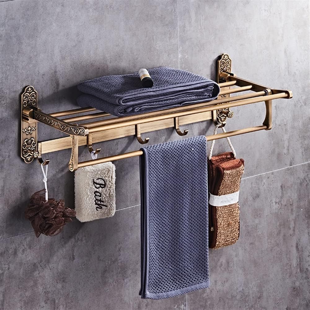 Towel Rack Wall Mounted，Bathroom Towel Holder Bathroom Towel Rack Wall Mounted Towel Holder, Fold White Gold Bath Towel Rack, Active Bathroom Holder, Antique Double Towel Shelf Towel Rack (Color : C)