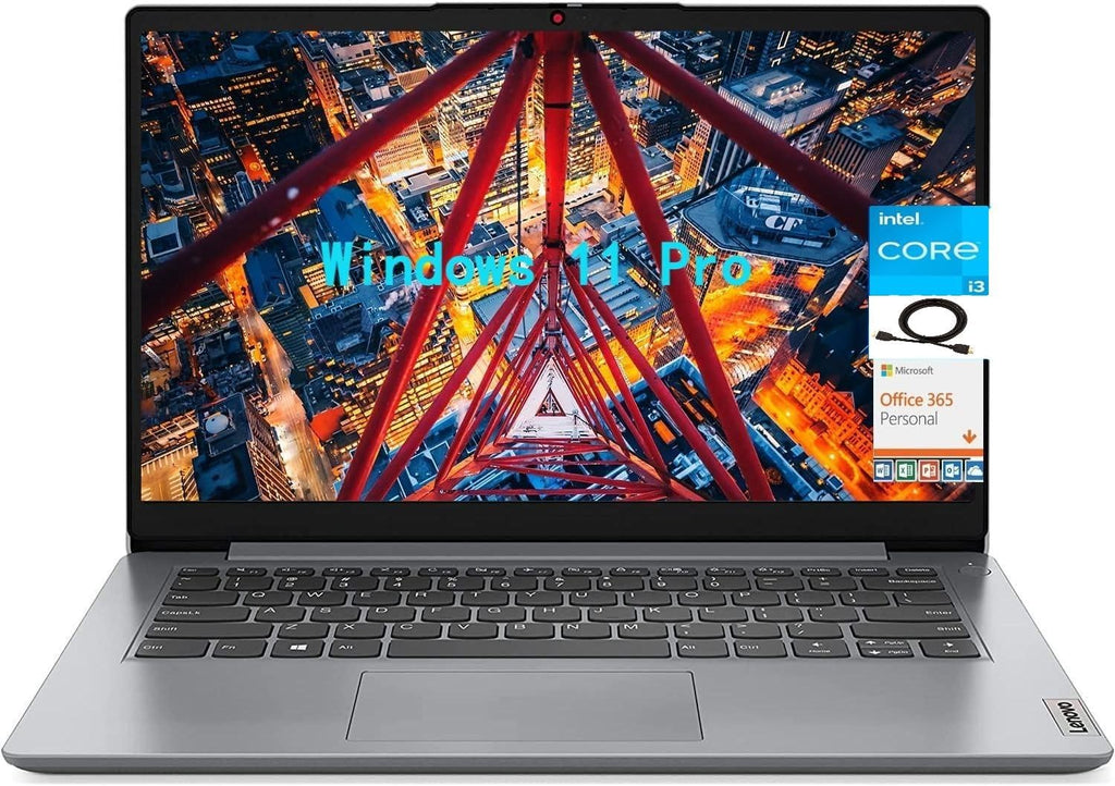Lenovo IdeaPad 1i 14' HD Laptop with Office 365, Intel Core i3-1215U 6-Core Processor, 12GB RAM 512GB SSD, SD Card Slot, WiFi, Bluetooth, Windows 11 Pro, Gray