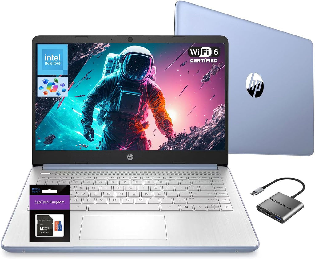 HP 14 Inch Student Laptop Office 365, Quad-Core Processor (Beat i3-1115G4), 4GB RAM 256GB Storage (128GB UFS+128GB SD Card), Computer for Business and Study Home with Wi-Fi 6 Win11, W/Accessories