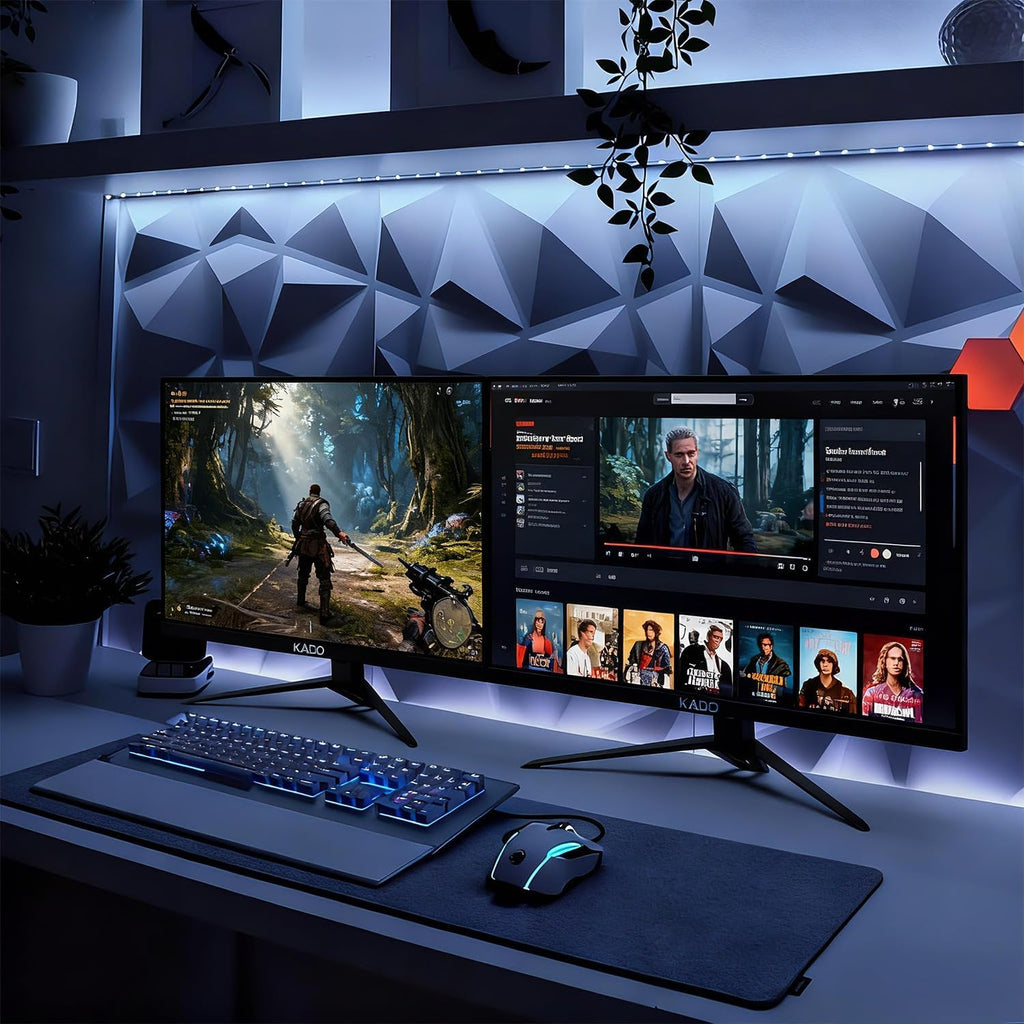 Kado Dual Gaming Monitor Setup - 2-Pack 24' 165Hz 1ms 1920x1080 Flat Screen Computer Monitor, Parallel Gaming AMD FreeSync Premium Panoramic, VESA Mount HDMI DisplayPort Built-in Speakers