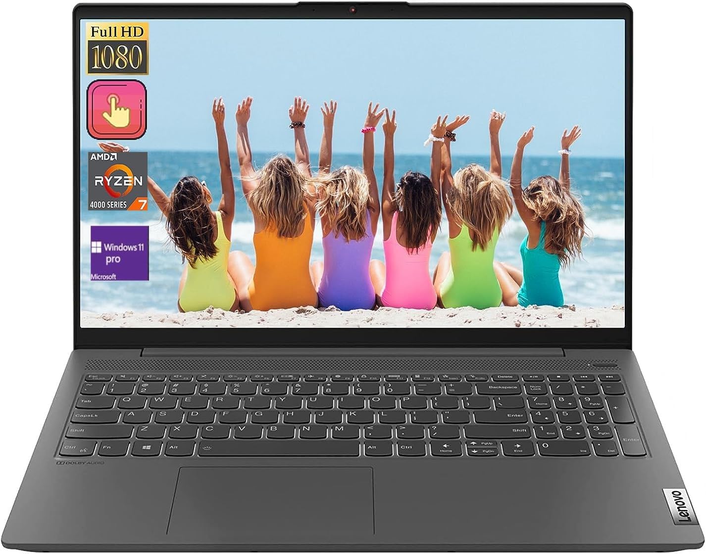 Lenovo IdeaPad 5 Laptop, 15.6' FHD Touchscreen Display, AMD Ryzen 7 5825U 8 Cores Processor, 16GB RAM 1TB PCIe SSD, Fingerprint Reader, Backlit Keyboard, Bluetooth, Wi-Fi 6, Windows 11 Pro, Grey