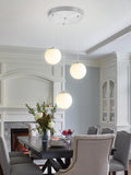 ykolupty 3-Light Globe Pendant Light for Kitchen Island Silver Pendant Light Fixtures with White Glass Globe Hanging Lights for Bedroom,Hallway,Bar
