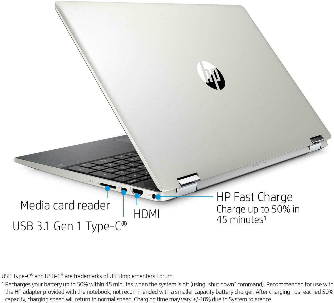 HP Pavilion 15.6' 2-in-1 Convertible HD Touchscreen Laptop Intel Core i5-10210U 8GB DDR4 512GB M.2 SSD Windows 10