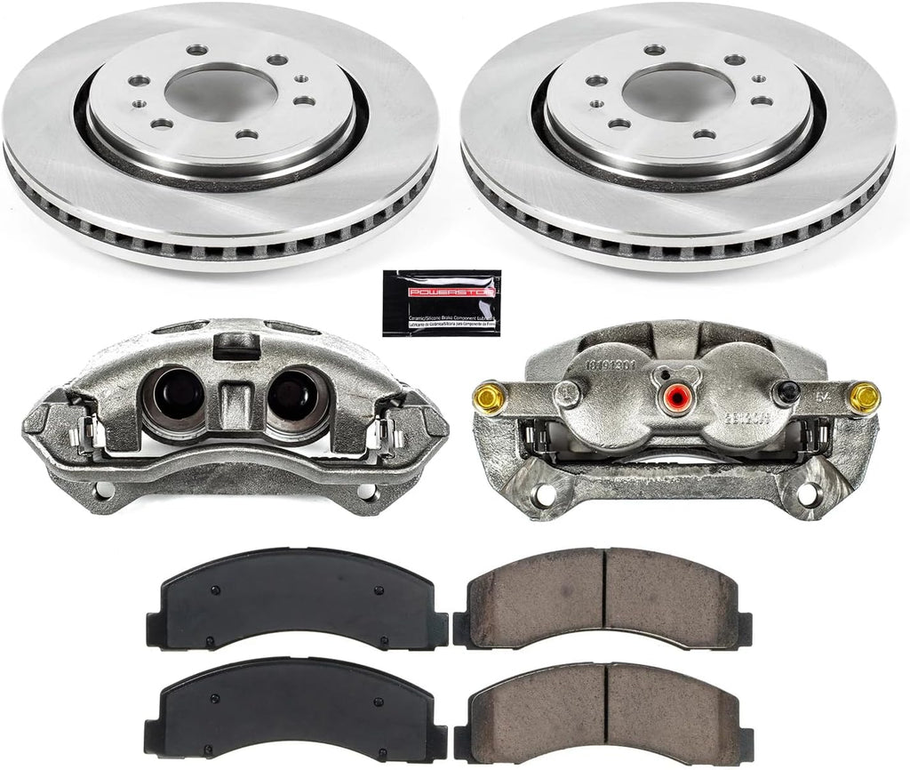 PowerStop Front Brake & Caliper Kit for Ford F-150 2012-20 - Ceramic Brake Pads + Calipers + Disc Rotors Replacement, KCOE3167A