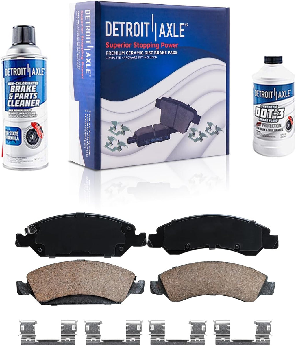 Detroit Axle - Front Brake Kit for Avalanche Silverado Sierra 1500 GMC Yukon Chevy Tahoe, Disc Brake Rotors Ceramic Brake Pads Lower Ball Joints Sway Bars Tie Rods Boots Replacement