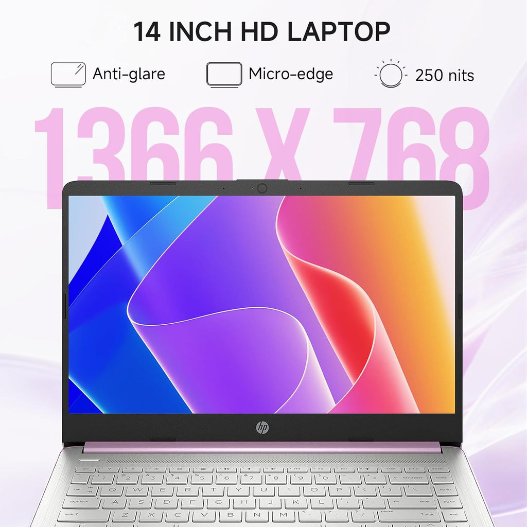 HP 2026 14 inch Laptop Computer, Copilot AI, Intel N150, 16 GB RAM, 512 GB Storage(128GB UFS+256GB MSD+128GB UFD), 1-Year Office 365, WiFi 6, Ultra Light, Portable, Windows 11 Pro, Honey Lavender