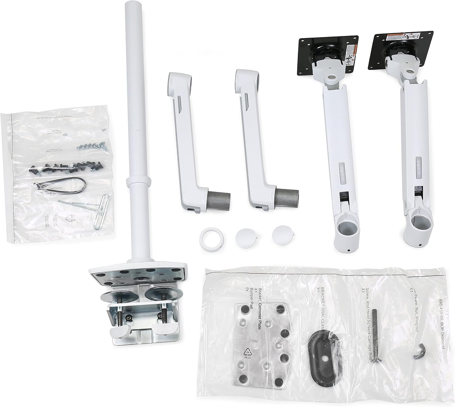 Ergotron – LX Vertical Stacking Dual Monitor Arm, VESA Desk Mount – for 2 Monitors Up to 40 Inches, 7 to 22 lbs Each – Tall Pole, White