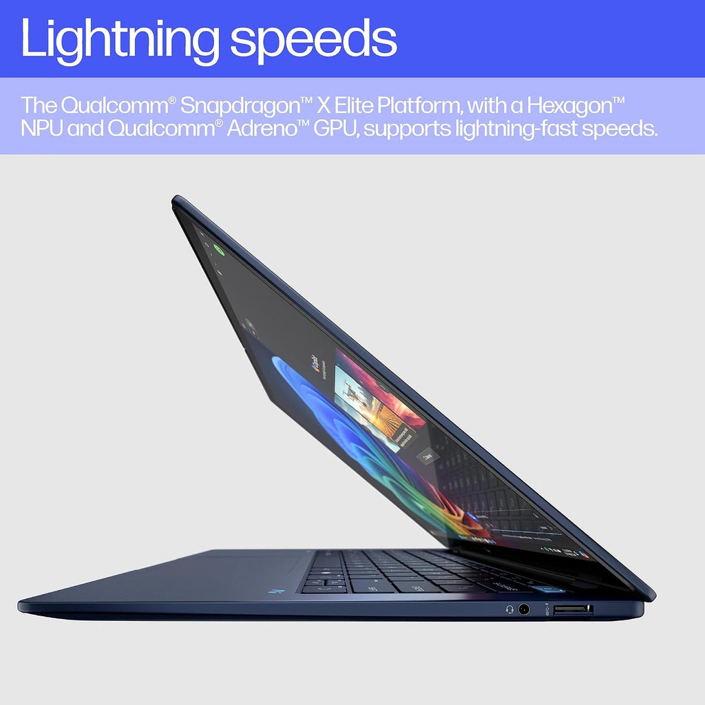 HP EliteBook Ultra G1q Notebook AI PC Qualcomm Snapdragon 16GB RAM 512GB SSD Qualcomm Adreno GPU Atmosphere Blue - Snapdragon X Elite X1E-78-100 (Up to 3.4 GHz, 12 cores) - 2.2K (2240 x 1400) - Integr