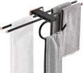 Towel Shelf for Bathroom Wall Mounted Towel Rack Self Adhesive Towel Rail No Drill Towel Holder Double Bar Brass for Kitchen Toilet,Black A,50cm