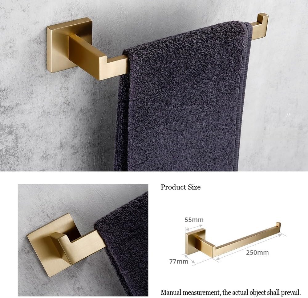 Matte Gold Towel Rack 304 Stainless Steel Bar Double Shelf Paper Holder Tissue Toilet Brush,Spain