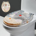 Resin Toilet Seat Soft Close Toilet seat Quick Release, Heavy Duty, Glitter Toilet Seat, Slow Close, Sparkling Toilet Seats for Bathroom, 14.2'×16.5',Gold,Clear