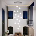 ykolupty H 138' Large Chandelier with White Globe Glass Dimmable Ceiling Light Glass Pendant Light for Kitchen Island, Dining Room, Living Room, Entry Hallway, LED Bulbs Included