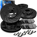 R1 Concepts Front and Rear Brake Kit Fits 2012-2014 Ford F-150| Ceramic Pads, Drilled Slotted Rotors| Hardware| 13.8' Front & 13.7' Rear
