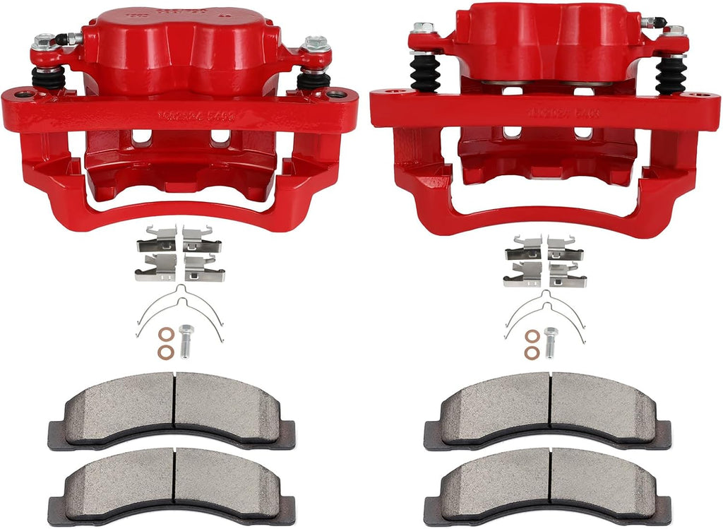 SCITOO Front Left & Right Brake Kit [4] Brake Pads [2] Brake Disc Calipers w/Bracket Compatible With 2000-2005 for Ford for Excursion,1999-2004 for Ford for F-250 Super Duty