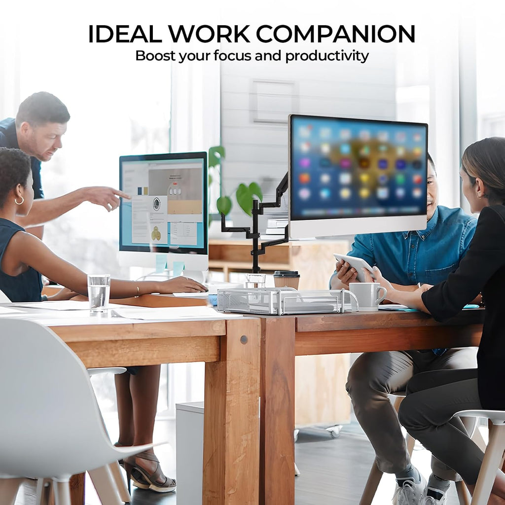 Triple Monitor Mount - Vesa Mount，Gas Spring Adjustable 3 Monitor Desk Stand with Swivel，Tilt，and Clamp Functions for Computer Screens from 17-32 Inches，Each Stand Holds 19.8 LBS