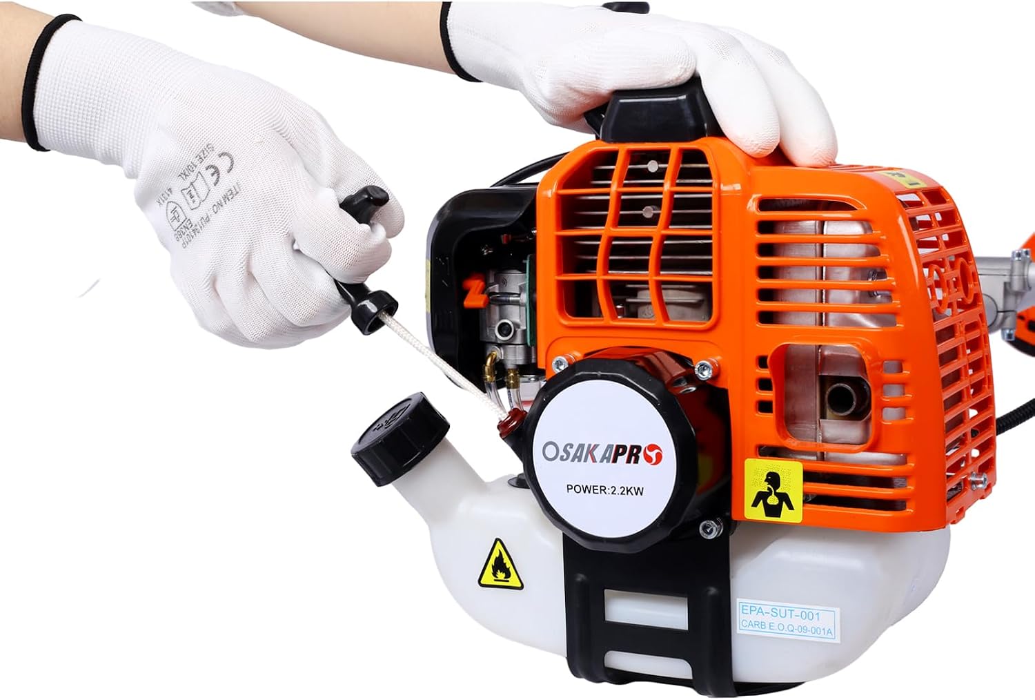 52CC 2-Cycle Gas Powered String Trimmer Edger Weed Eater, 2-in-1 Multi Garden Tools with 10' Brush Cutter, Cordless Hedge Trimmer Grass Trimmer Lawn Mower Weed Wacker for Yard (Orange)