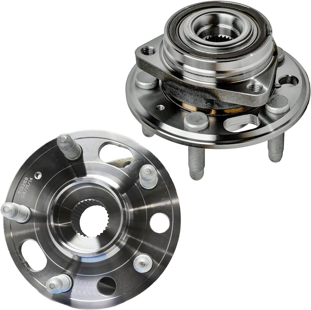 Detroit Axle - Brake Kit Wheel Bearing Hubs for 2010-2017 Chevy Equinox GMC Terrian Brake Rotors Ceramic Brakes Pads Wheel Bearing Hubs 2011 2012 2013 2014 2015 2016 Front and Rear Replacement