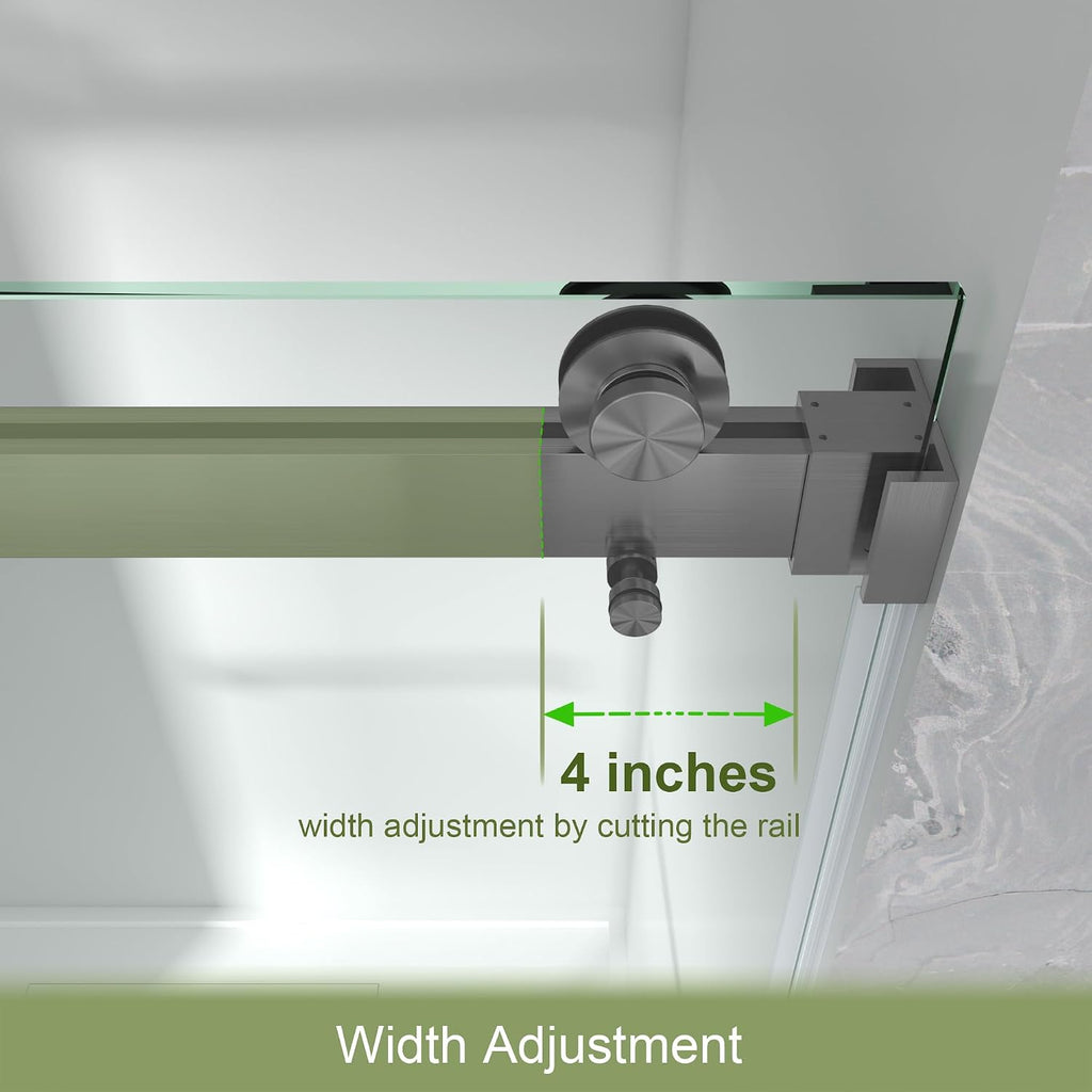 44-49' W x 76' H Frameless Shower Door with 3/8'(10mm) SCCG Tempered, 304 Stainless Hardware Double Sliding Glass Shower Door for Bathroom (Gunmetal)