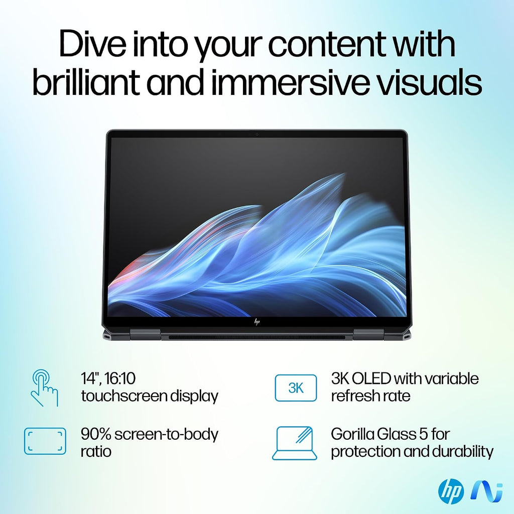 HP OmniBook Laptop / 14' 2880x1800 Touch 120Hz / 8 Cores Intel Ultra 9 288V Intel Arc 140V Graphics / 32GB LPDDR5 4TB NVMe SSD/Backlit KB FPR Thunderbolt 4 Wi-Fi 7 / Win11 Pro/Eclipse Gray