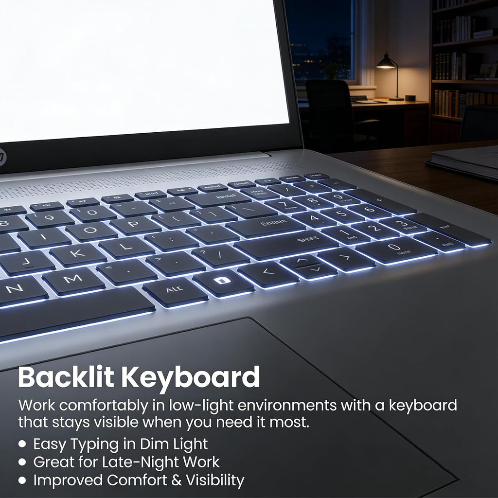 HP 17.3' HD+ Touchscreen Laptop (2026), AMD Ryzen 5 7430U (Up to 4.3GHz), 12GB DDR4 RAM, 512GB PCIe NVMe SSD, Wi-Fi 6, Backlit Keyboard, Bluetooth 5.4, HP Fast Charge, Windows 11 Pro, Natural Silver