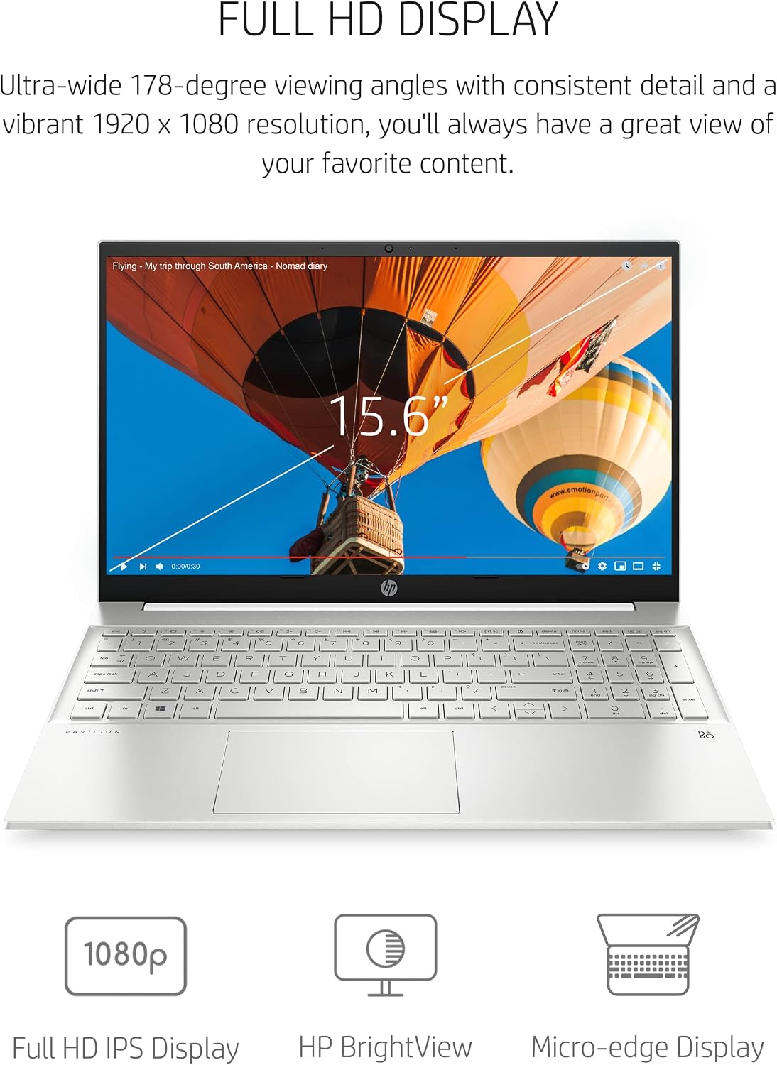 HP Pavilion 15 Laptop, 11th Gen Intel Core i7-1165G7 Processor, 16 GB RAM, 512 GB SSD, FHD IPS micro-edge Display, Win11 Pro, Long Battery Life (Renewed), Natural silver aluminum