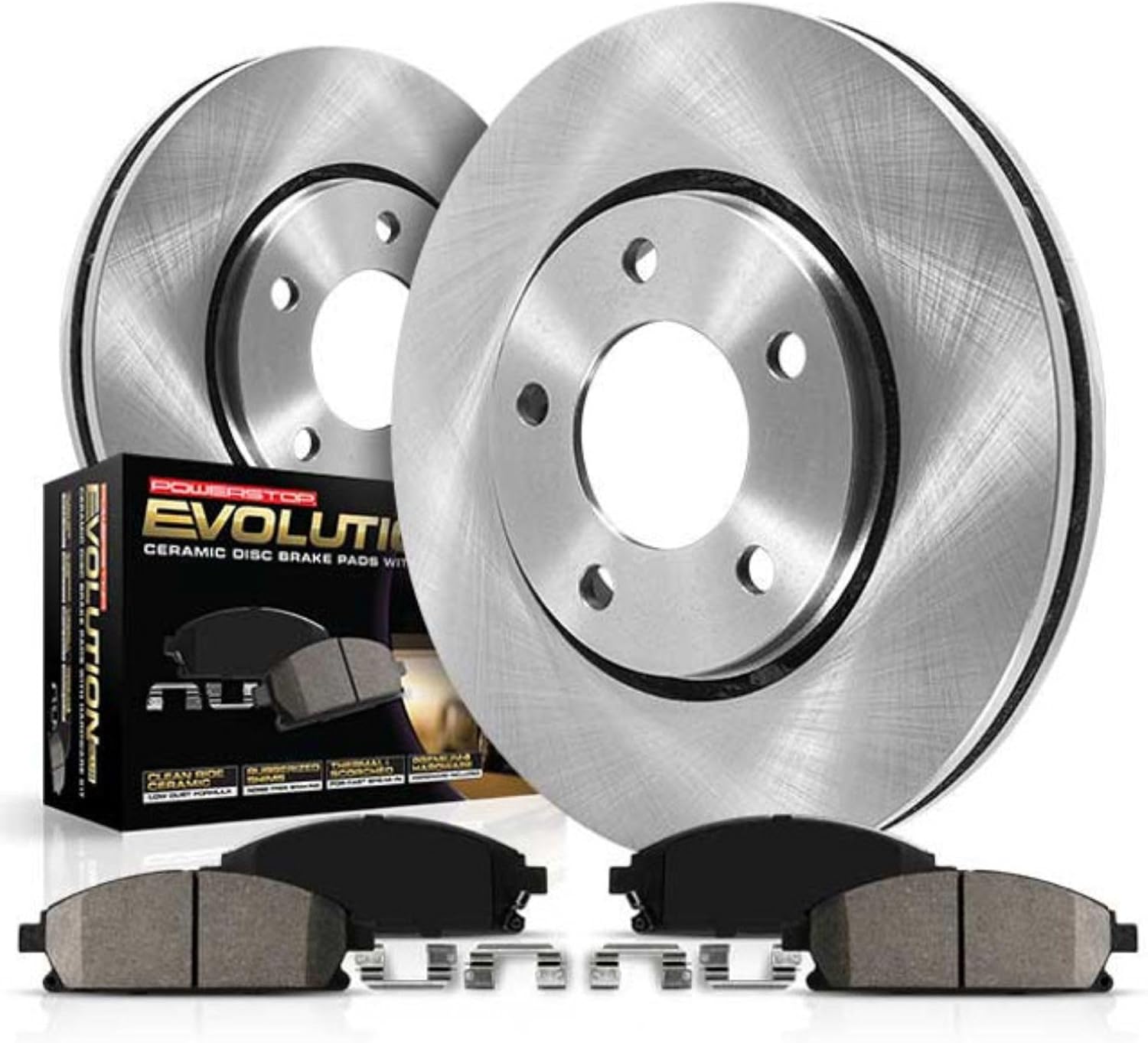PowerStop Front Brake Kit for Ford Fiesta 2011-19 - Z17 Ceramic Brake Pads & Disc Rotors Replacement, KOE5969