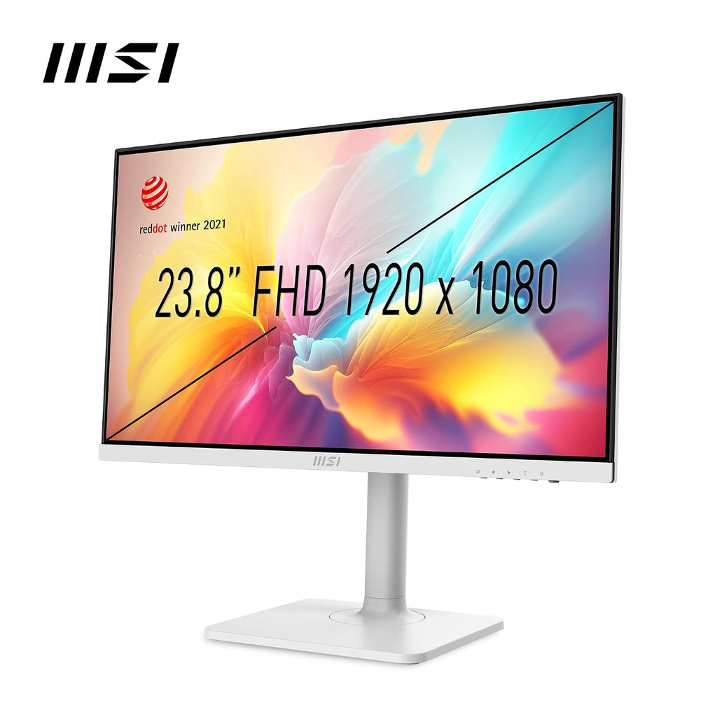 msi Modern MD2412PW 24-inch IPS 1920 x 1080 (FHD) Computer Monitor, 100Hz, Adaptive-Synch, HDR Ready, HDMI, USBC 15W Power Delivery, Speaker, VESA Mountable, Height Adjustable, 1ms, White