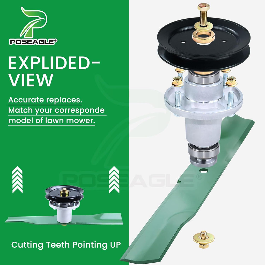 60 Inch Mower Deck Rebuild Kit for Hustler Raptor SD 934778 935916 935841 Includes 3 Pack 601804 Spindle Assembly with 604704 Spindle Pulley 788166 Wheel 793794 Blade 604711 Belt 5/8x154