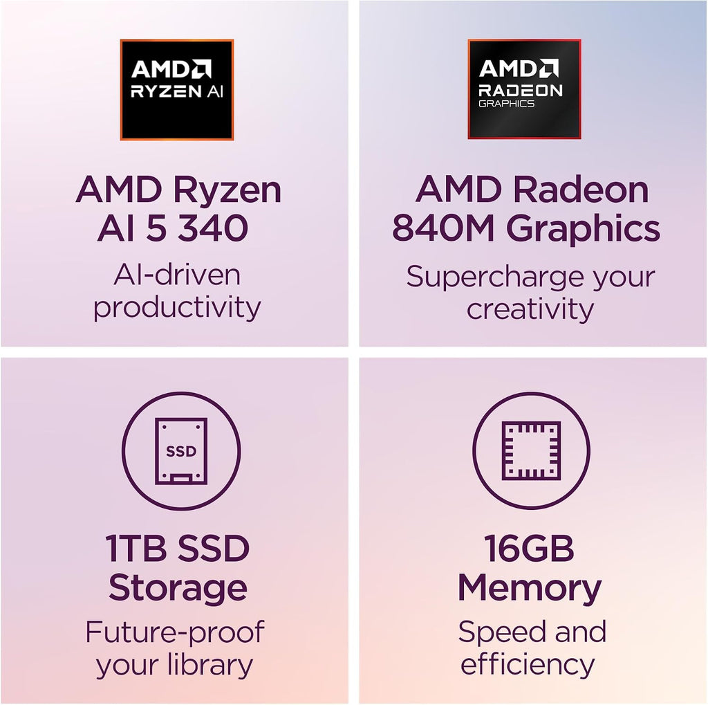 Lenovo IdeaPad 5 2-in-1 Laptop - Copilot+ PC - AMD Ryzen AI 5 340 CPU - 16' WUXGA IPS Touchscreen Display - 16GB RAM - 1TB Storage - AMD Radeon 840M GPU - Luna Grey