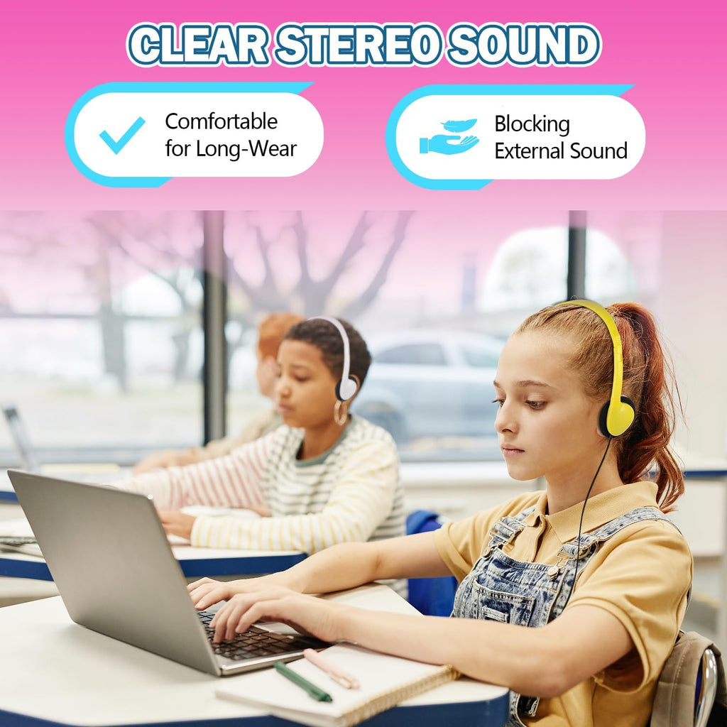 Bulk Headphones 100 Pack Multi Colored for Classroom, Wholesale Headphones Earphones for Kids,Students, Schools, Libraries, Museums, Testing Centers, Hotels (12 Mixed Color)