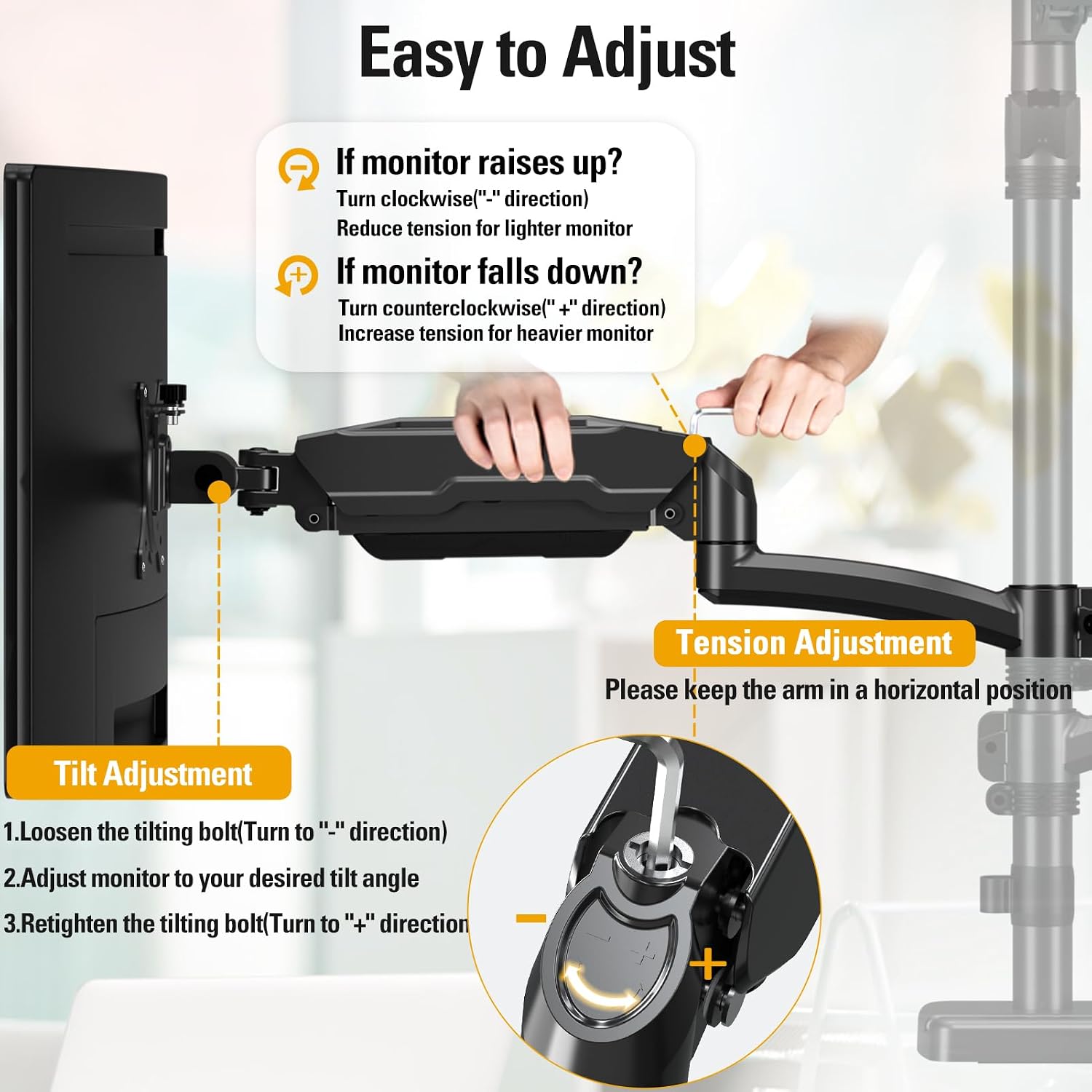 Triple Monitor Mount up to 32' Computer Screen, up to 19.8lbs Each, Adjustable 3 Monitor Stand with Clamp & Grommet Kit, Gas Spring Arm with Tilt Swivel Rotate, VESA Mount 75x75/100x100mm