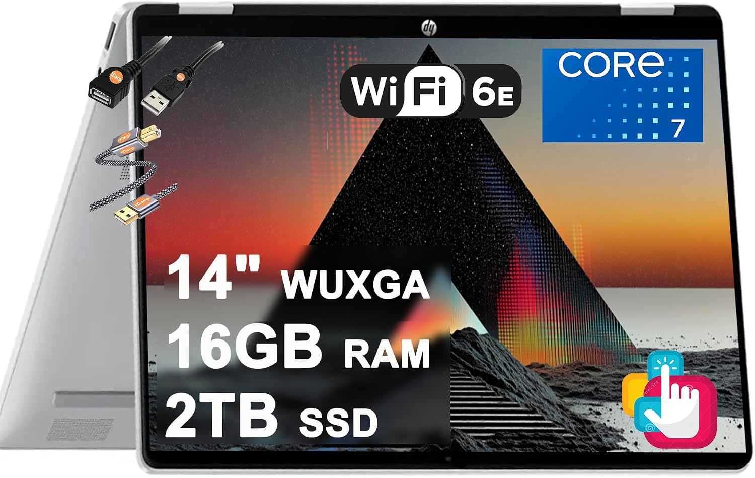 HP OmniBook 5 Flip 2-in-1 Laptop 14' WUXGA IPS Multi-Touch Intel 10-core Core 7 150U (Beats i7-1355U) 16GB DDR5 2TB SSD Backlit Wi-Fi6E 5MP IR HDR Privacy Camera Win11 w/ICP Accessory