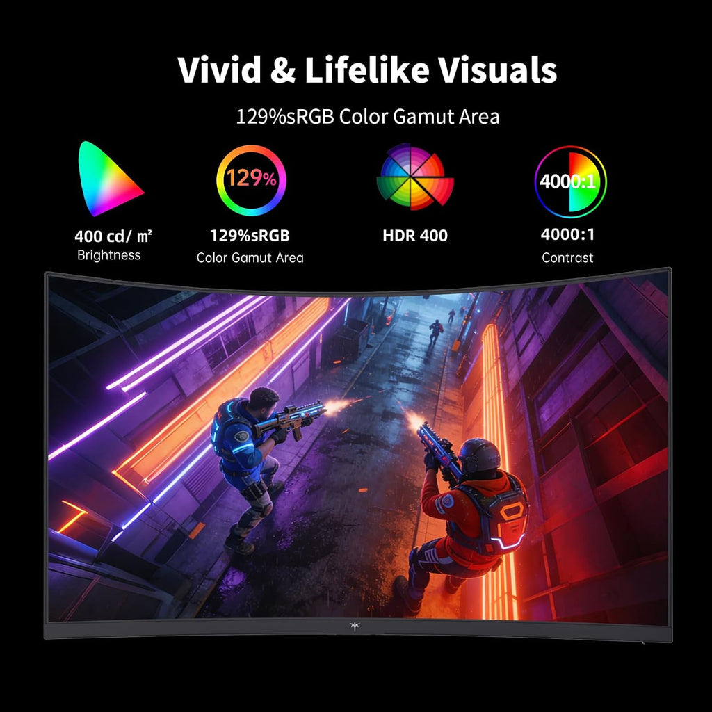 KTC H27S5C 27' Curved Gaming Monitor, 1440P QHD 144Hz 120Hz Monitor, 1500R HVA Panel, HDR400, Adaptive Sync, 400nits, HDMI 2.0 x2, DP 1.4, VESA 100x100 PC Monitor